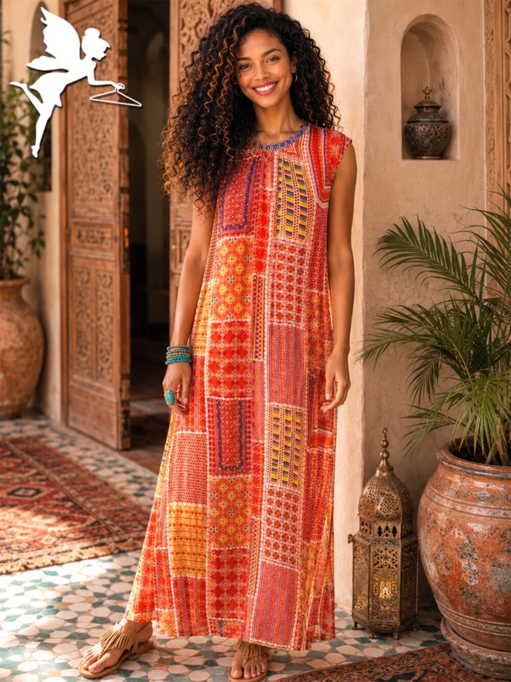 TANVI KEDIA Sol Patchwork Semi Sheer Maxi Dress